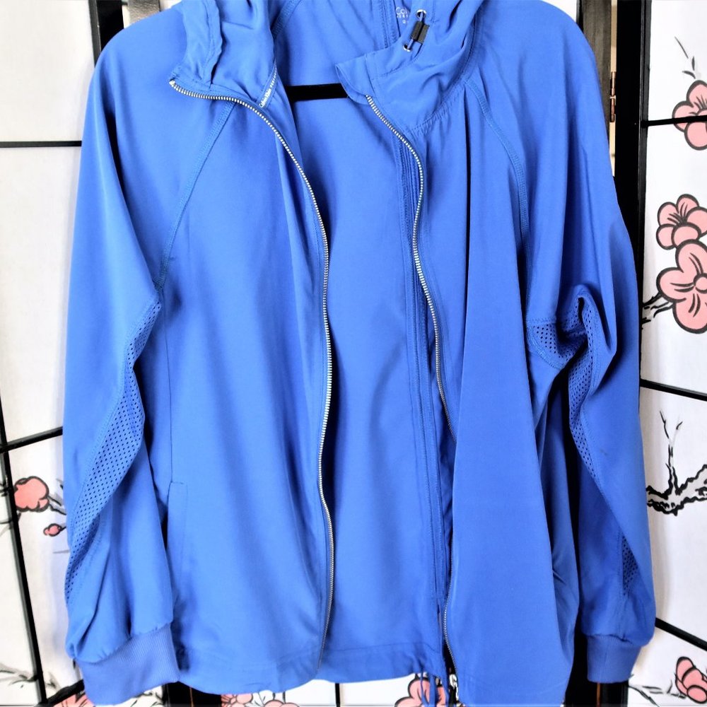 Calvin Klein Performance Quick Dry Blue Zip Up Jacket w/Hood Size Large